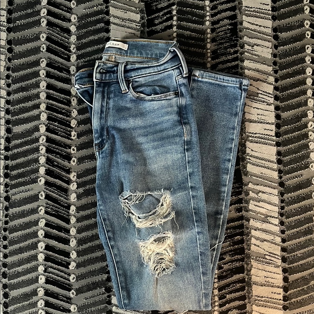 PacSun Blue Jeggings with Distressed Details